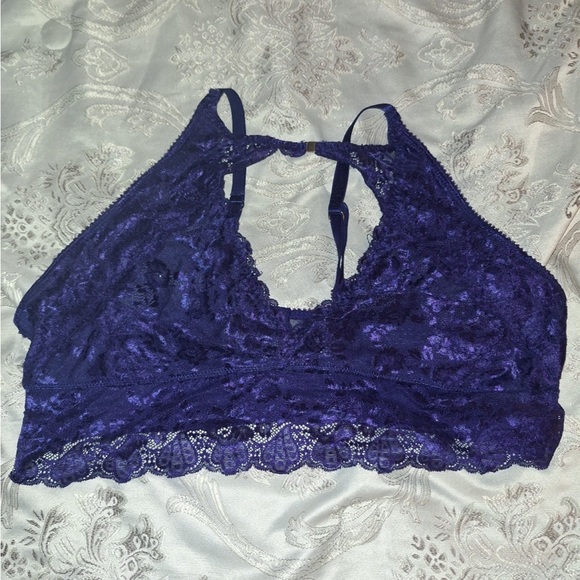 Nude Lucy Purple Halter Lace Bralette - Picture 1 of 5